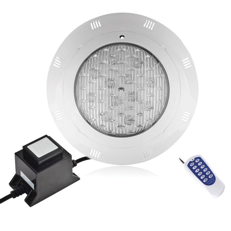 Foco LED Piscina RGB Con Control Remoto Azul 24W/12V + Fuente De Poder 5Amp-0