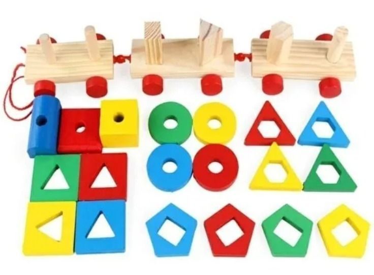 Tren De Madera Forma Geométrica Didáctico Para Niños-4