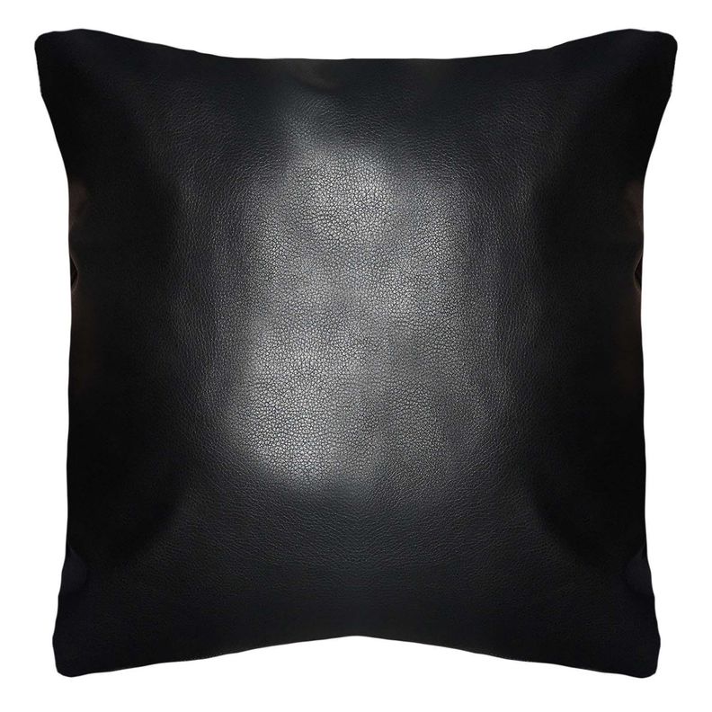 COJÍN DECORATIVO ECOCUERO NEGRO 45X45 RELLENO-0
