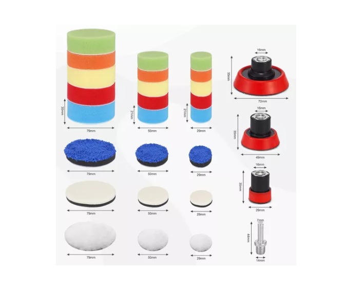 Kit De 29 Piezas Pulir Esponjas Almohadillas Para Auto-5