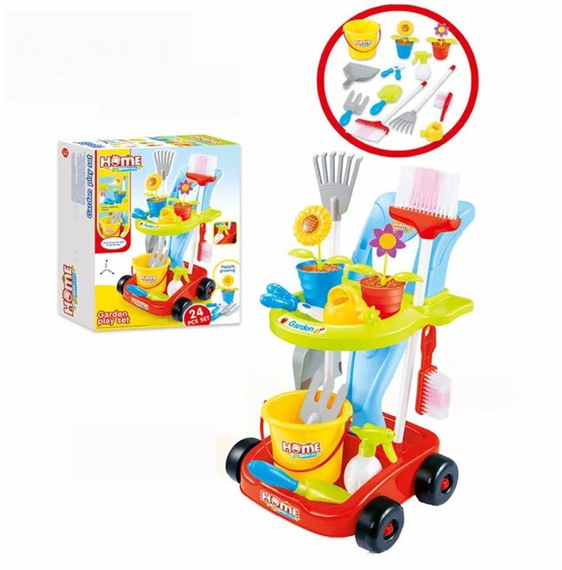 Carro Con Herramienta De Jardinería Para Niños-0