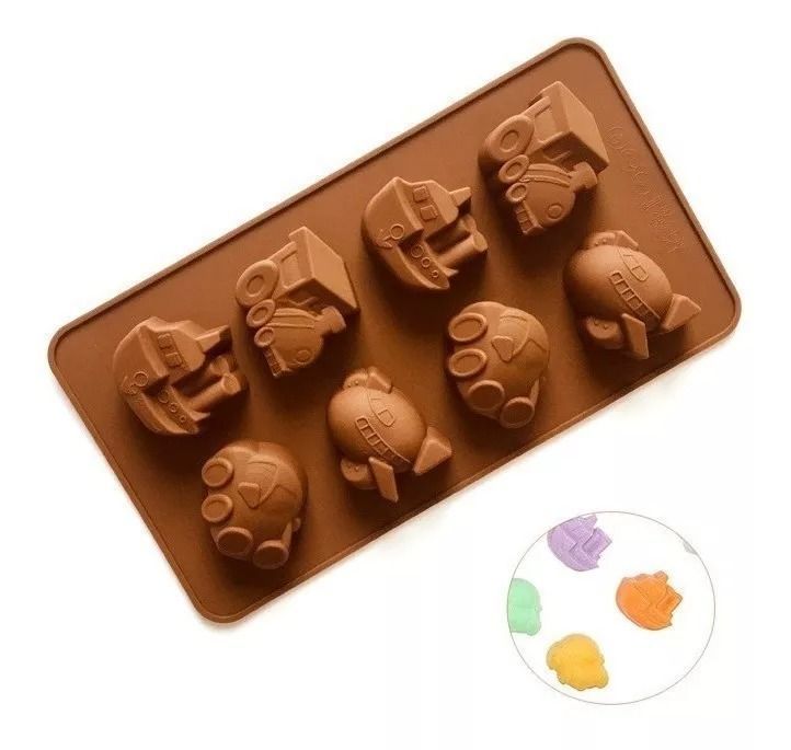 2 Moldes Para Chocolate Molde Silicona Barco Carro Tren-1