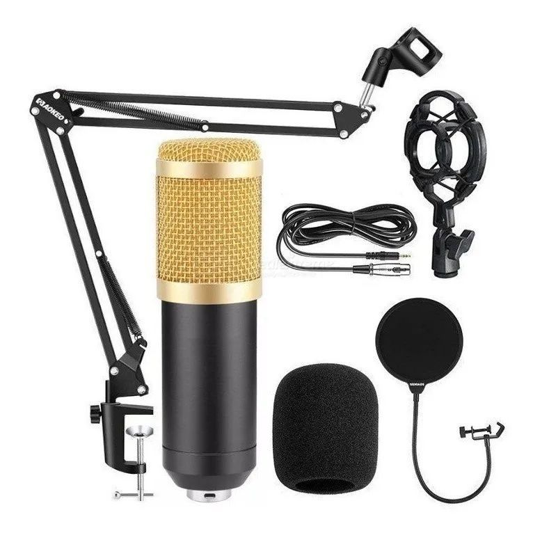 Kit Micrófono Estudio Condensador Profesional Soporte Brazo-0