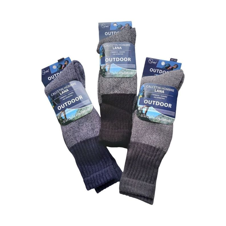 Pack De 3 Pares De Calcetines Lana Outdoor Hombre-0