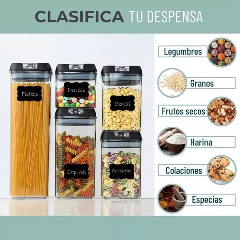 Set 5 Contenedores De Alimentos Frascos Hermeticos-2