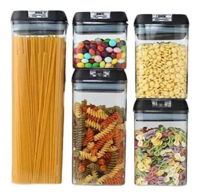 Set 5 Contenedores De Alimentos Frascos Hermeticos-0