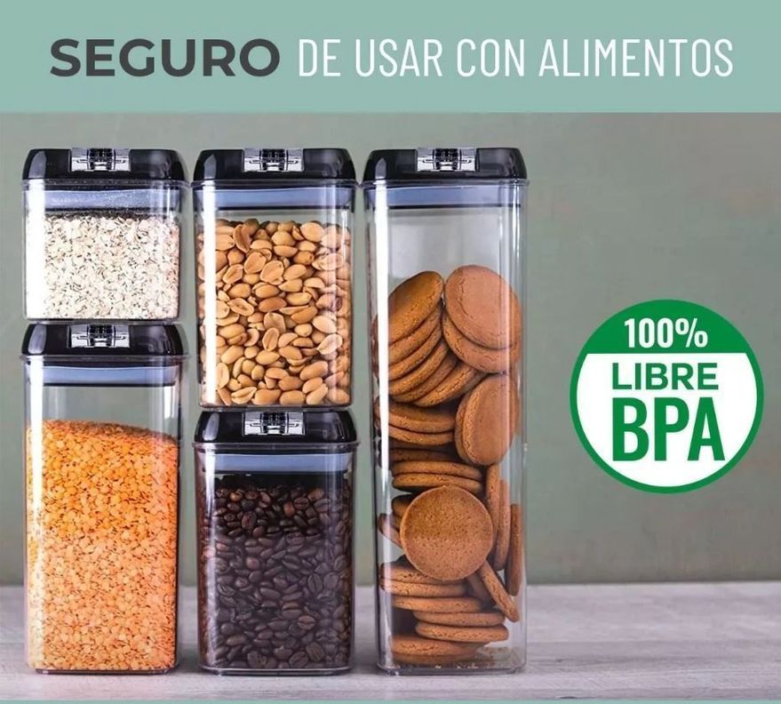 Set 5 Contenedores De Alimentos Frascos Hermeticos-1