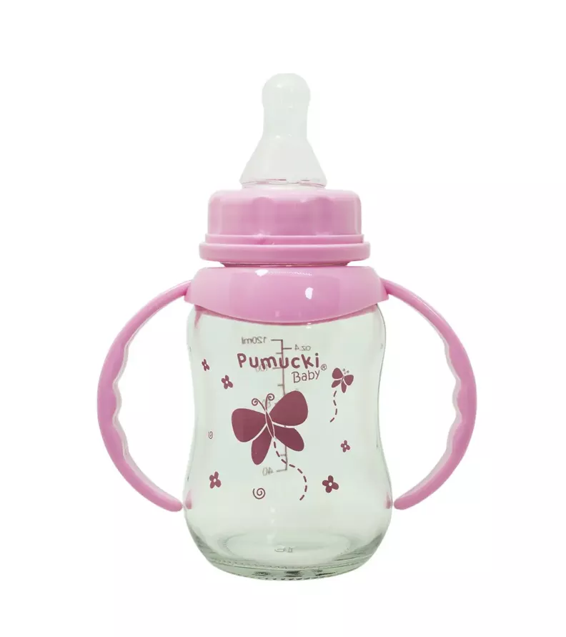 Mamadera Vidrio 130ml Rosada Pumucki-1