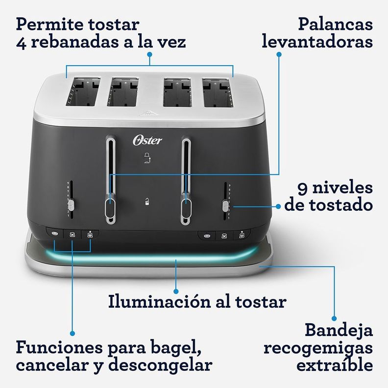 Tostadora premium para 4 rebanadas Oster® TSSTTA4540B-5