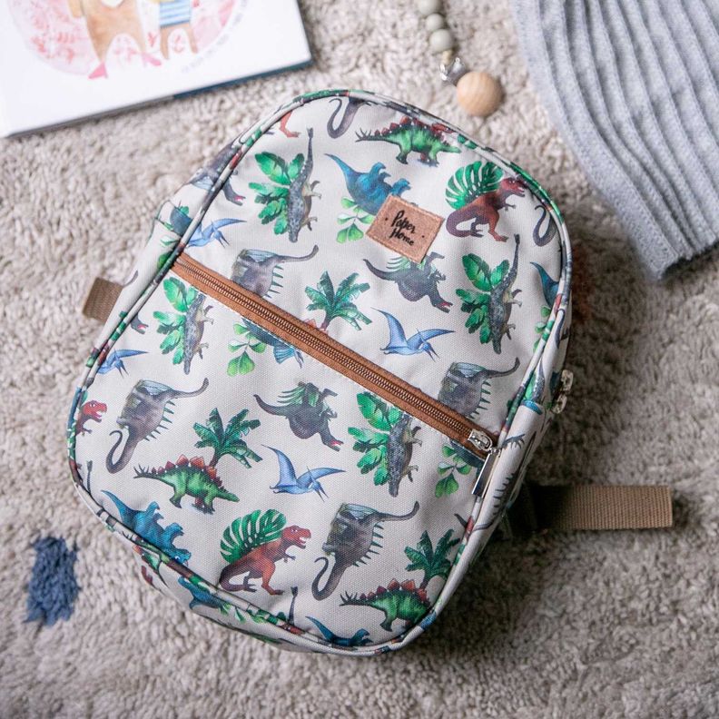 Mochila Infantil niños sustentable diseño dinosaurios Paper Home-3