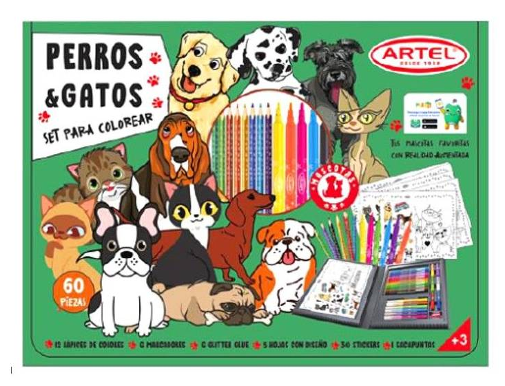 Pack Maleta Artel Perros y Gatos  + Libro Vamos a Pintar-2