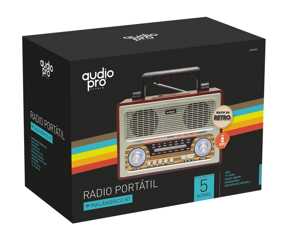 Radio Retro Bluetooth AM FM Grabadora Audiopro -1