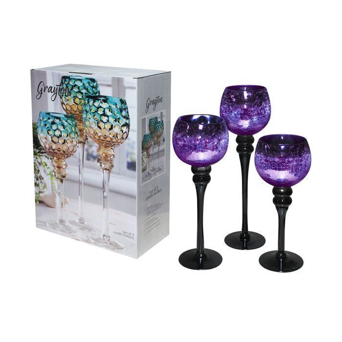 JUEGO 3 COPAS CANDELABRO GOLD (MORADO) CRAQUELADO-0