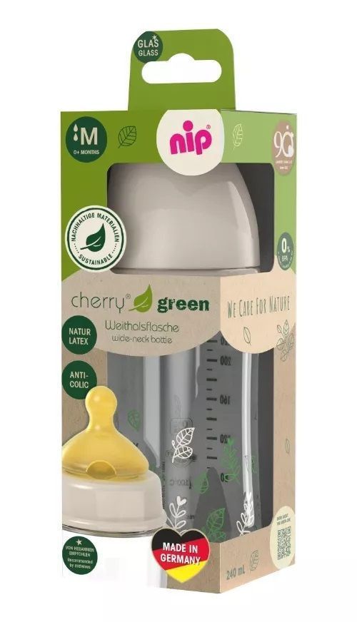 "Mamadera Vidrio Latex Cherry Green 240 ml crema "-4