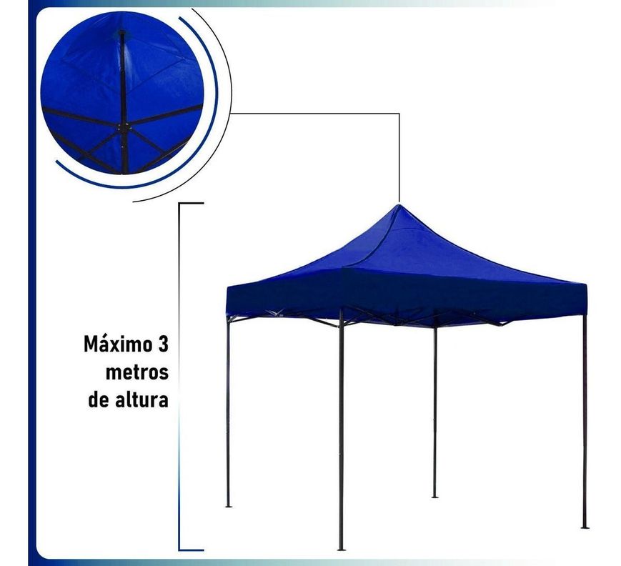 Toldo Plegable Jardimex 3x6 Carpa Impermeable Protección UV Azul-4