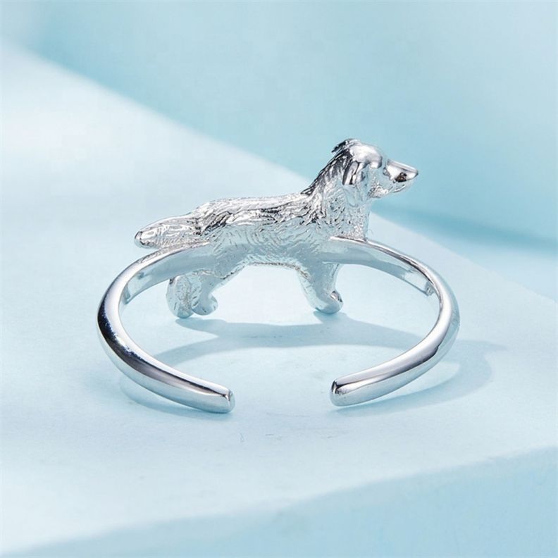 Anillo Perro Plata 925 Ajustable-2