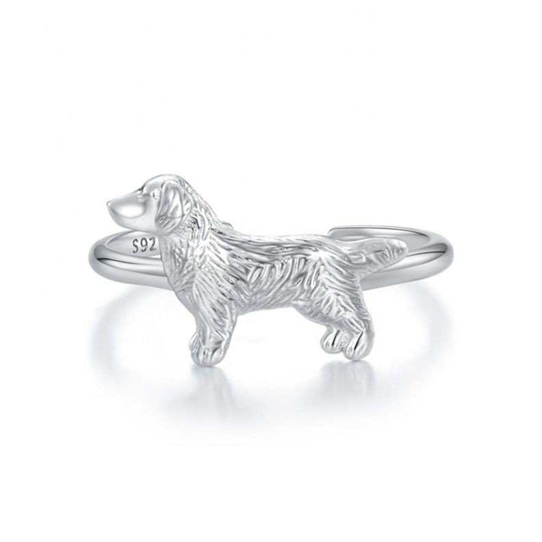 Anillo Perro Plata 925 Ajustable-0