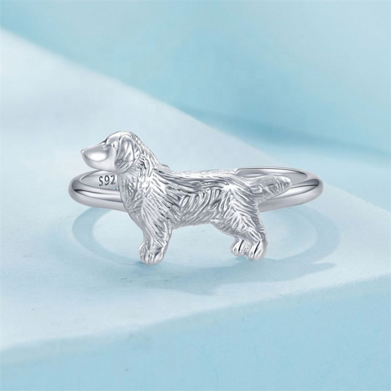 Anillo Perro Plata 925 Ajustable-1