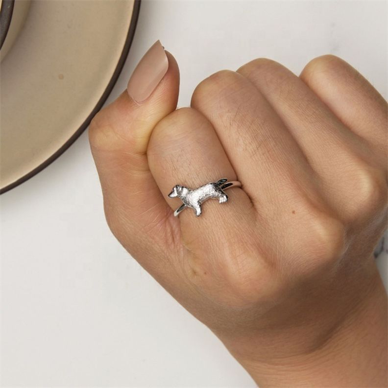 Anillo Perro Plata 925 Ajustable-3