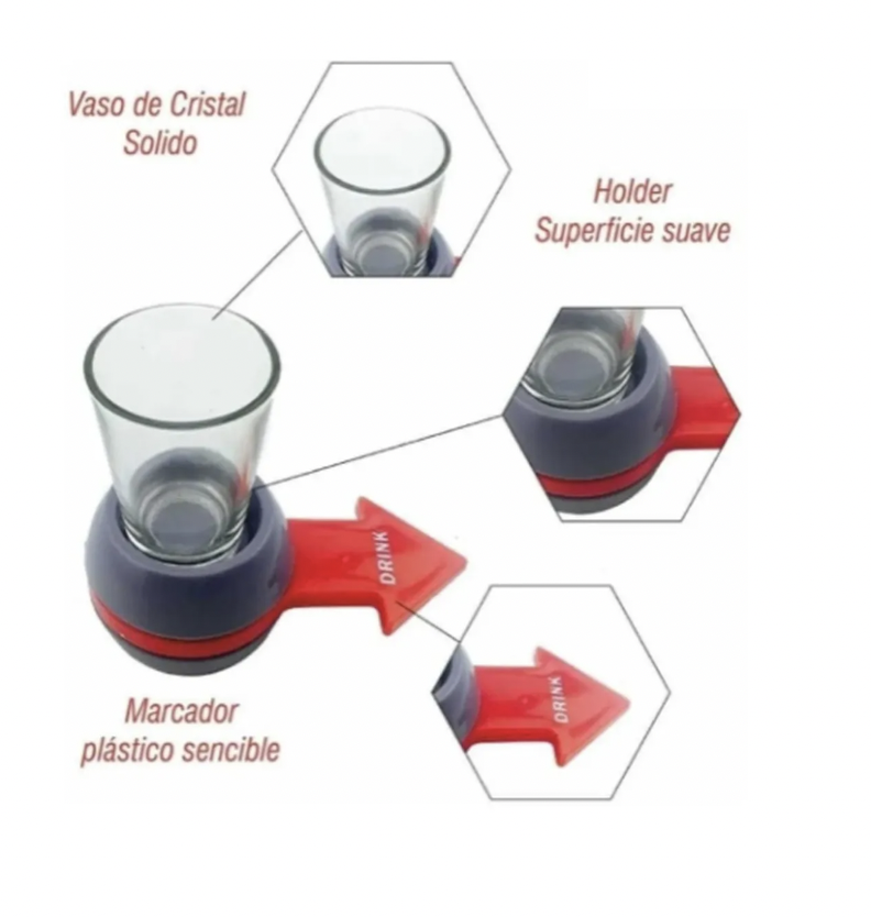 Vaso Ruleta Shots , Juego De Mesa Spin Shot Bar Licor Trago Chupito-5