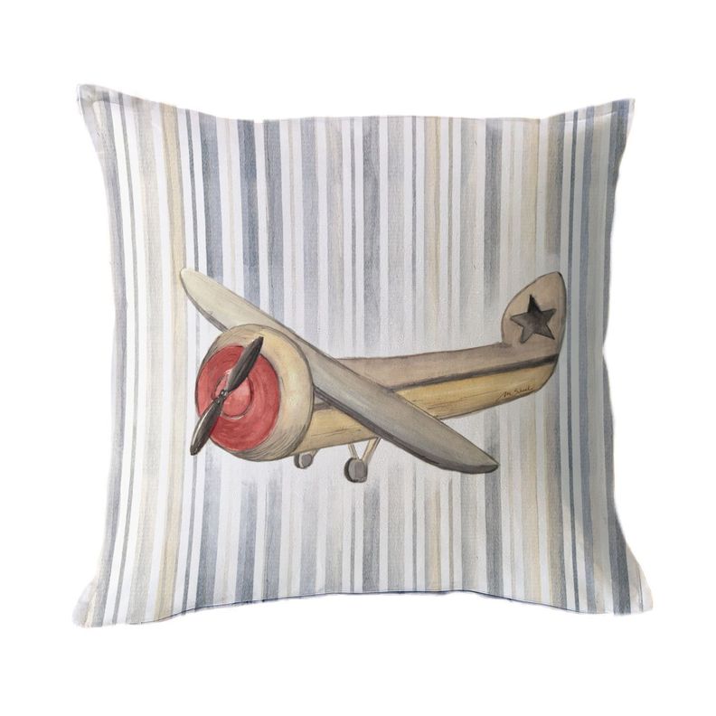FUNDA COJIN ALGODON AVION LINEAS 45X45 Diseno 1