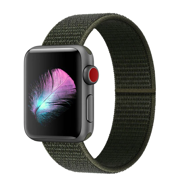Correa Nylon Para Apple Watch 42 / 44 / 45mm / Verde Militar-0