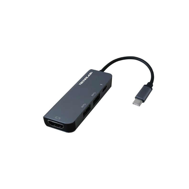 HUB Tipo C a HDMI 4K 2 Puertos USB 3.0 Tecnolab -0