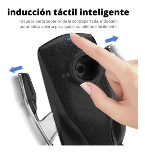 Soporte Porta Celular Auto Cargador Inteligente Inalámbrico Smartphone R2 Dorado-6