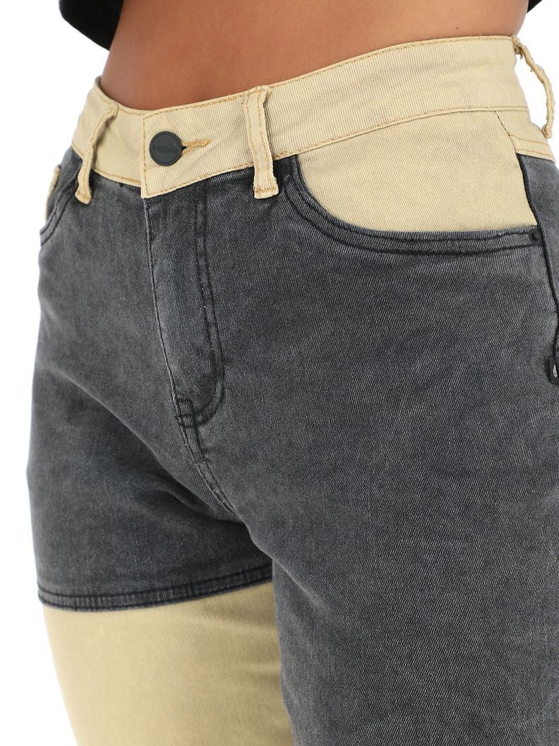 Pantalon Jeans Cortes Molle Negro Mujer-3