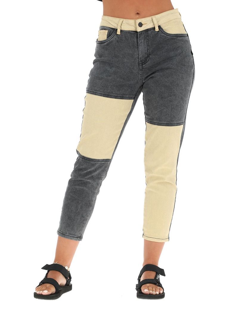 Pantalon Jeans Cortes Molle Negro Mujer-0