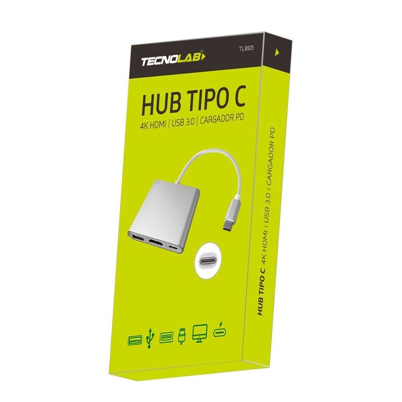 HUB USB Tipo C A USB 3.0 HDMI 4k Y Cargador PD -1