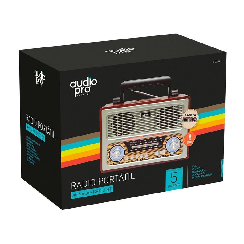 Radio Retro Bluetooth AM FM Grabadora Audiopro-2