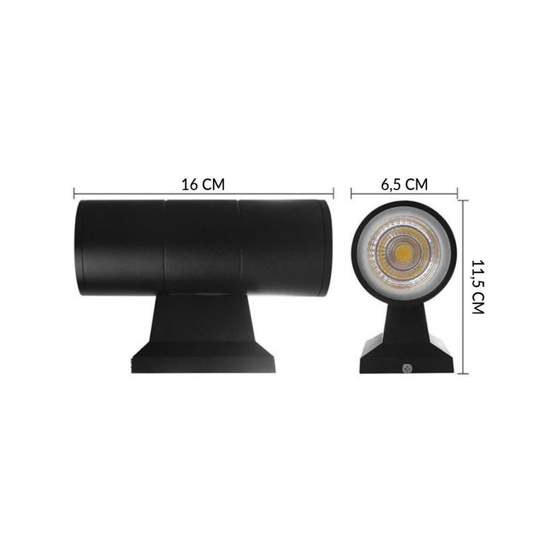 Apliqué Bidireccional LED Incorporado Negro 2*5W-2