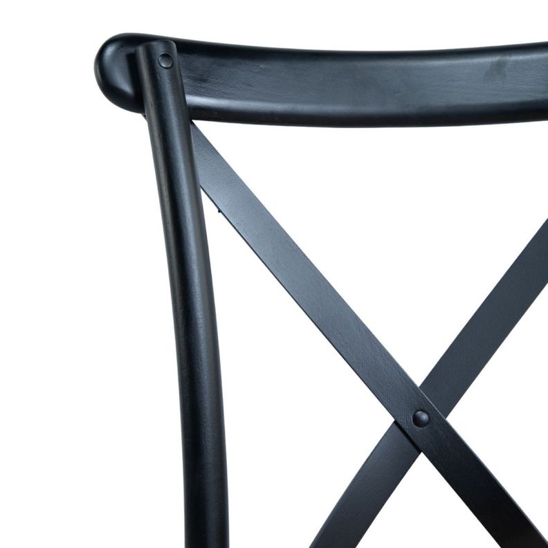 Silla Cruceta Crossback Madera De Haya Y Rattan Negra 50x50x91cm-2