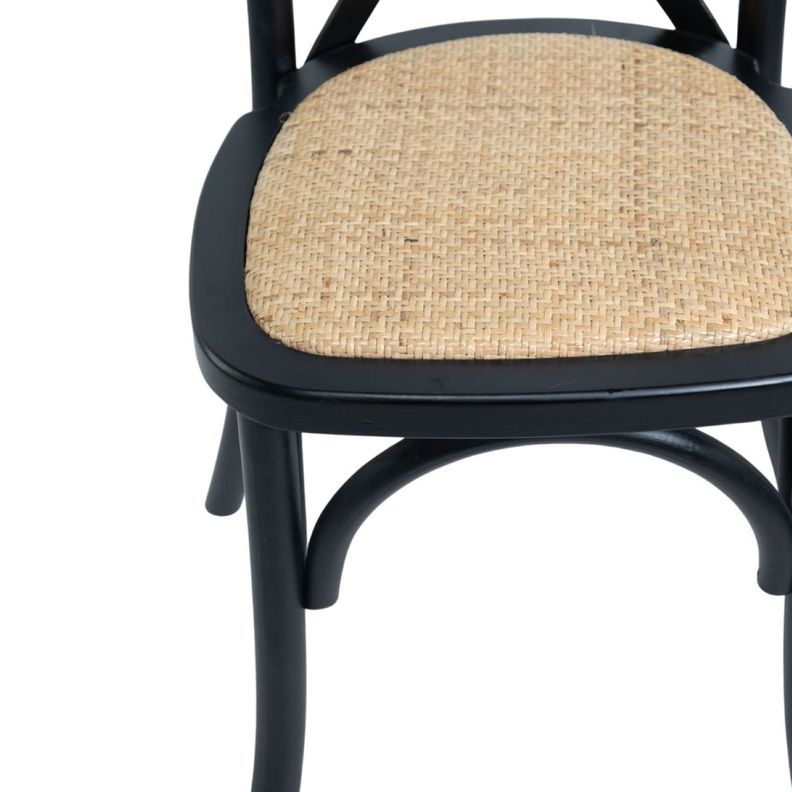 Silla Cruceta Crossback Madera De Haya Y Rattan Negra 50x50x91cm-3