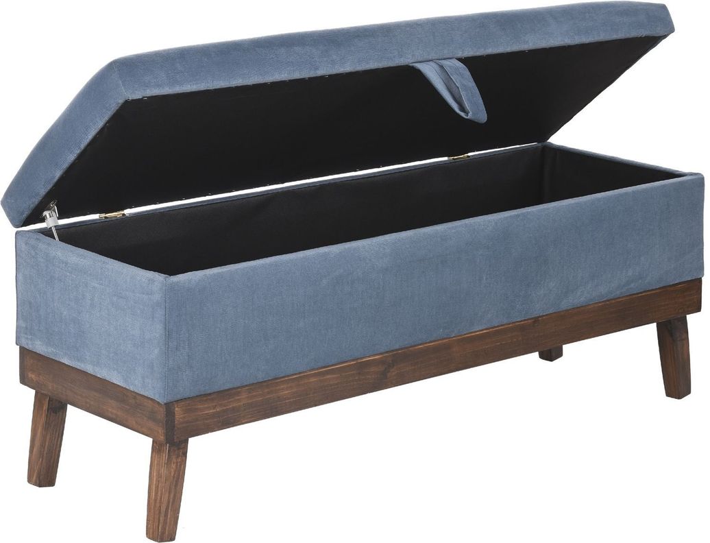 Banqueta con Baúl Incy Azul Petróleo Felpa 120x40x50 cm Máxima Design-2