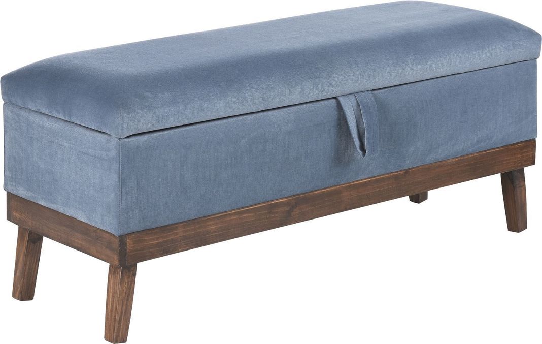Banqueta con Baúl Incy Azul Petróleo Felpa 120x40x50 cm Máxima Design-1