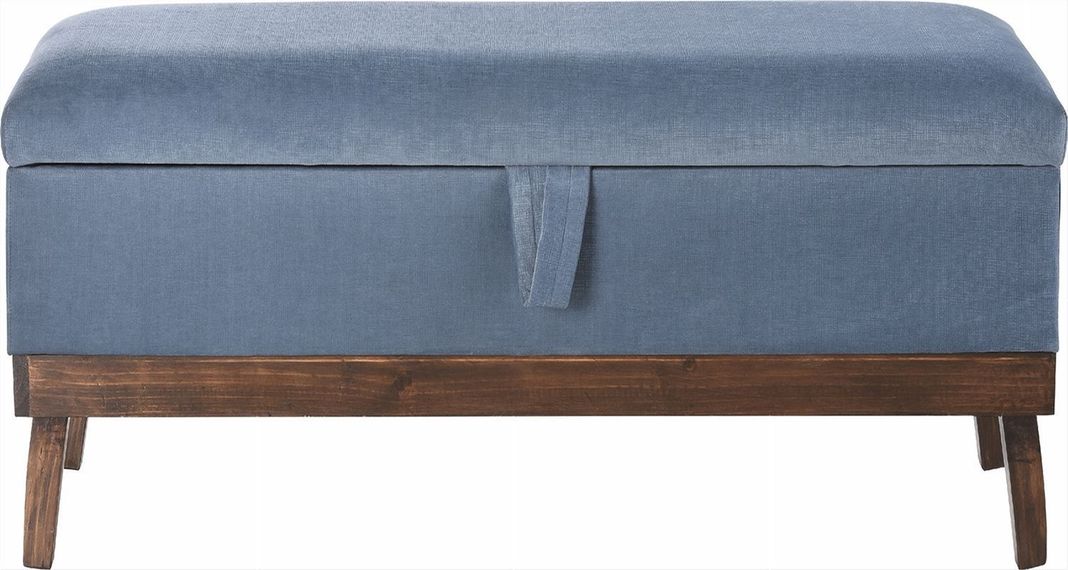 Banqueta con Baúl Incy Azul Petróleo Felpa 120x40x50 cm Máxima Design-0
