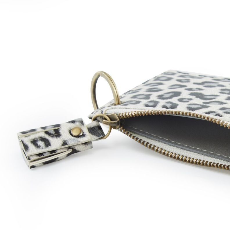 Ecosusi Llavero de pulsera con borla y lazo  - leopardo blanco-3