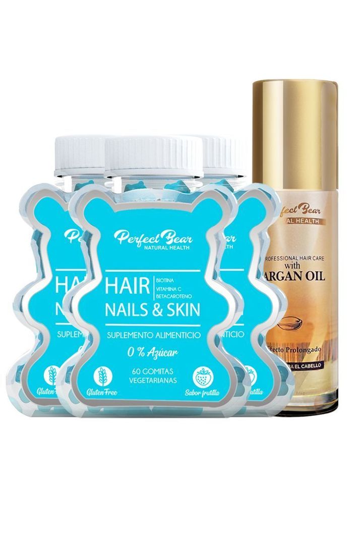 Hair, Nails & Skin ( Biotina) 3 meses + Aceite Argan-0