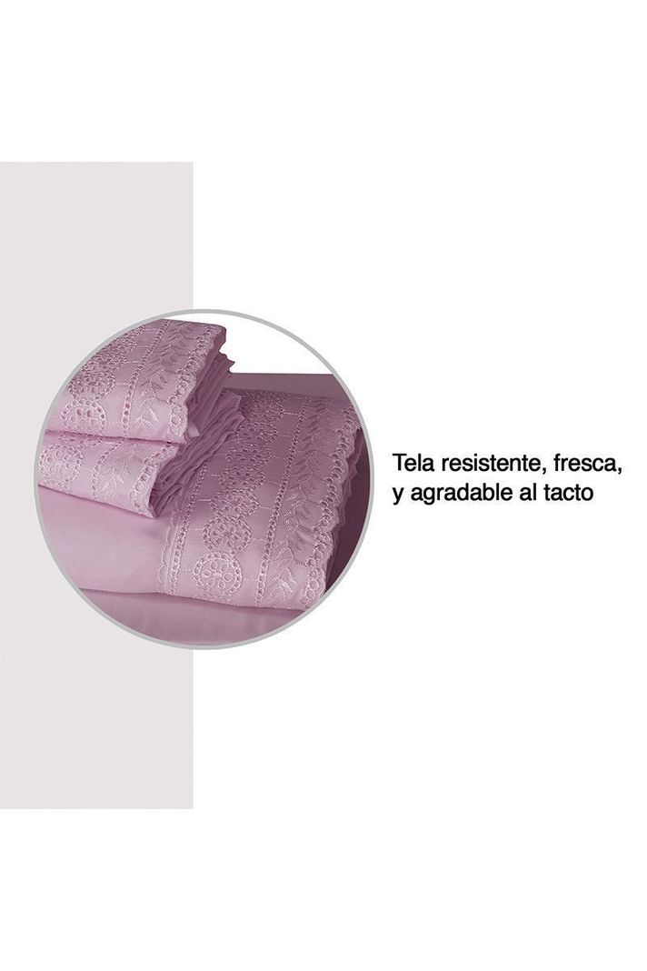 Sábana Broderie 1,5 Plazas Lila-3