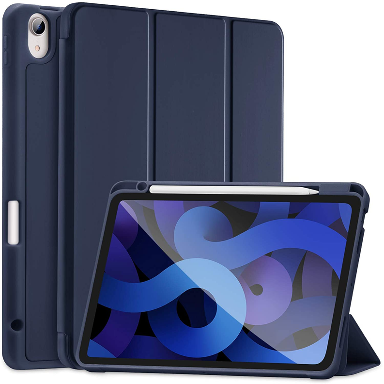 Carcasa Smart Cover Para iPad Air 4 5 10.9 Con Ranura Lapiz / Azul-0