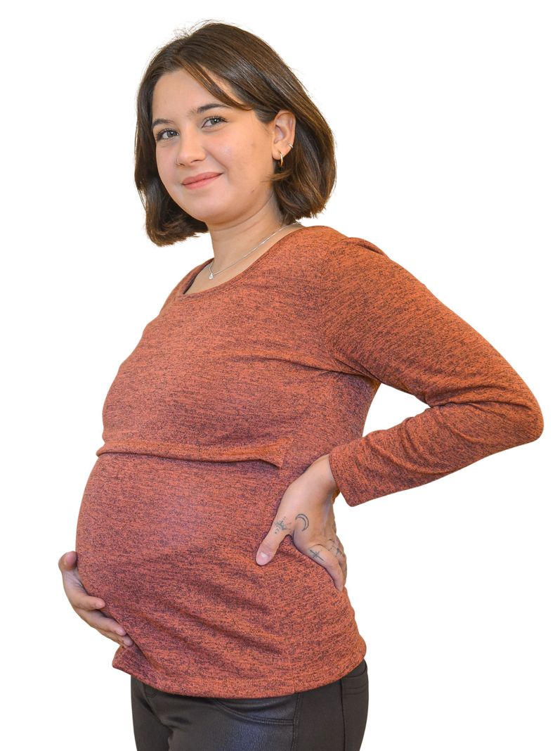 Polera Maternal y Lactancia Lanilla Terracota-2