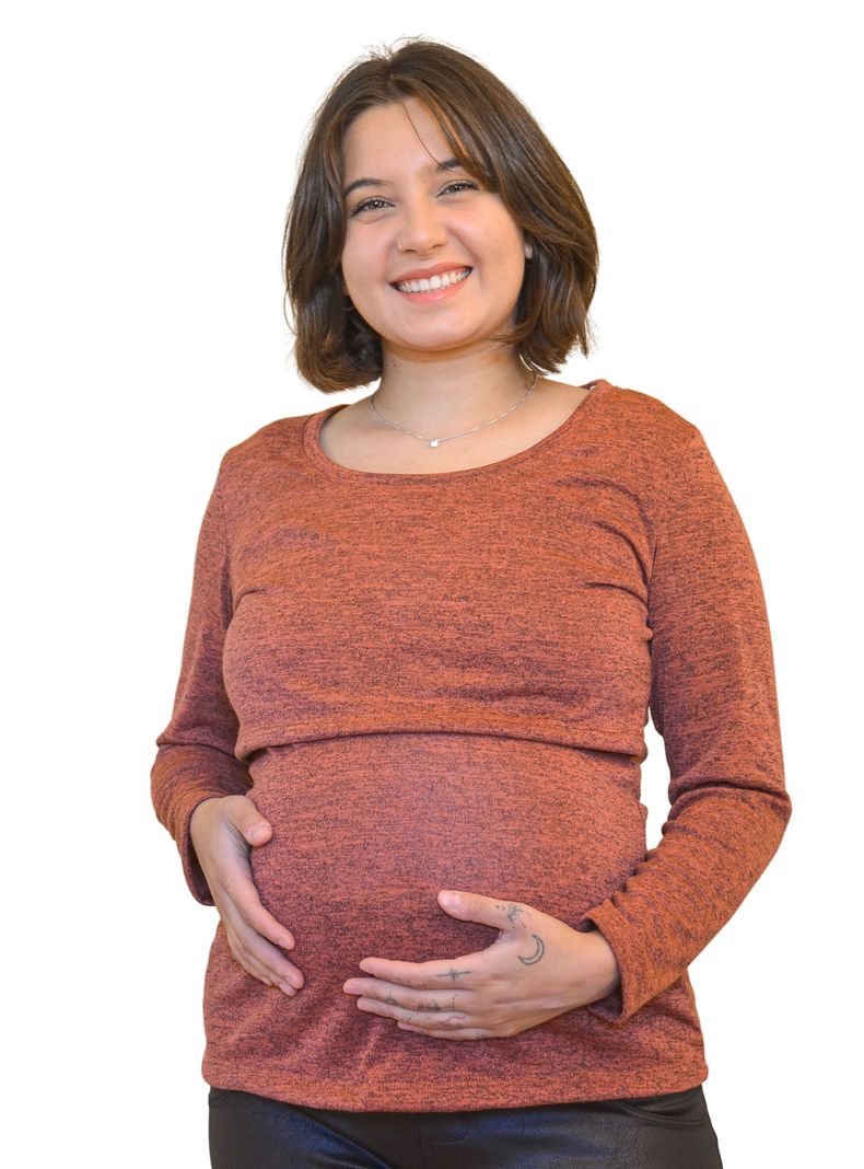 Polera Maternal y Lactancia Lanilla Terracota-0