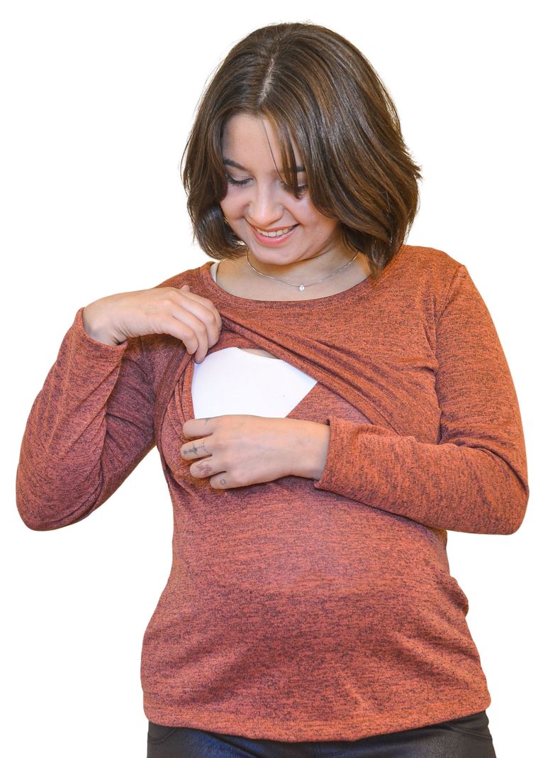 Polera Maternal y Lactancia Lanilla Terracota-1