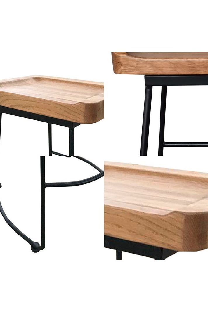 Piso Taburete de Madera Base Metal Roble-4