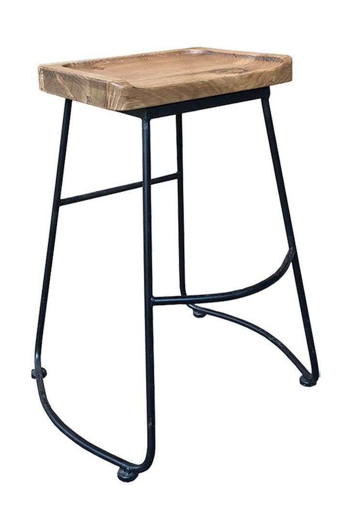 Piso Taburete de Madera Base Metal Roble-0