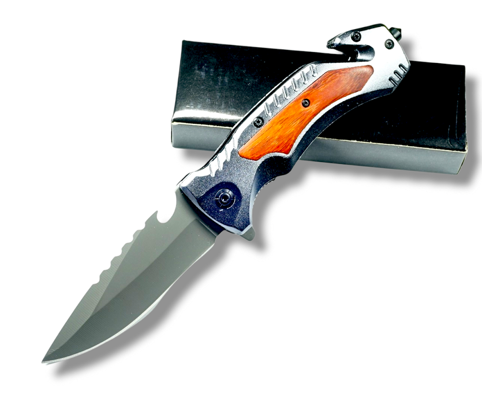 Cuchillo Camping Asistido Globe Troter Titan Am07 Gris Oscuro