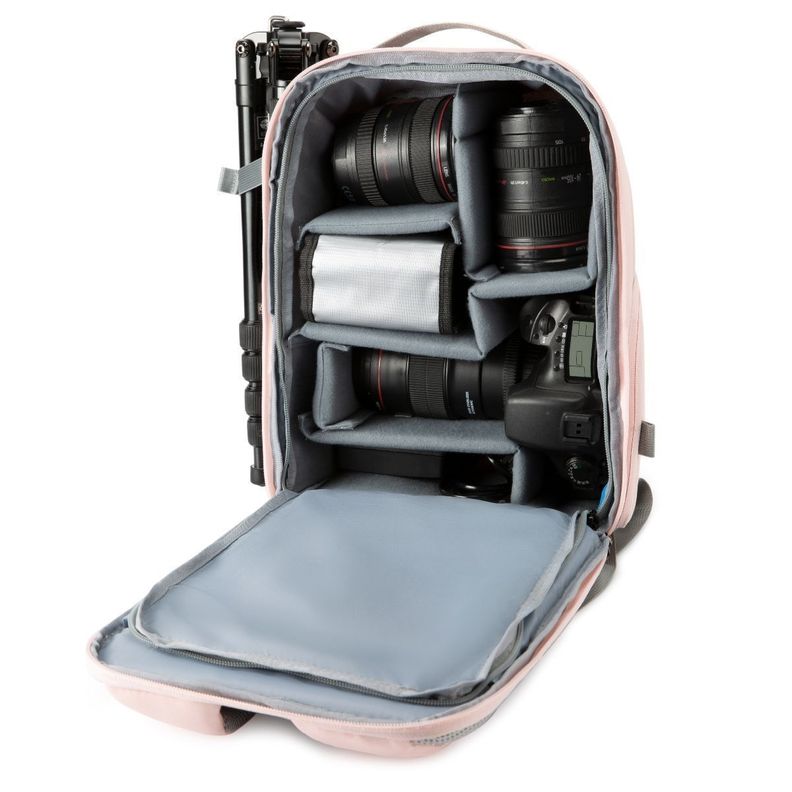 Bagsmart - Mochila para cámara y notebook de 13.3" - Rosado-5