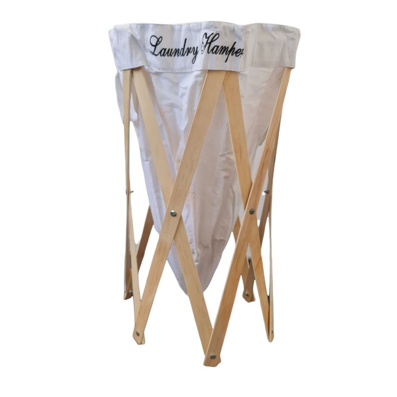 Canasto Cesta Ropa Sucia Plegable Madera 35x69cm-0